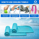 [4 Pack] Cooling Towel (40"x12"),Ice Towel,Soft Breathable Chilly Towel,Microfiber Towel for Yoga,Sport,Running,Gym,Workout,Camping,Fitness,Workout & More Activities (Grey/Green/Pink/Lake Blue)