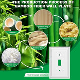 White Decorative Single Toggle Light Switch Covers Wall Plate, Natural Material Switch Plate Covers - Modern Style (1 Gang Toggle 4 Pack)