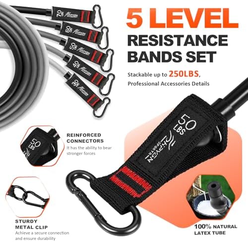 Resistance Bands, Exercise Bands with Handles, Fitness Bands, Workout Bands with Door Anchor and Ankle Straps, for Heavy Resistance Training, Physical Therapy, Shape Body, Yoga, Home Workout Set