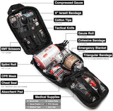 Survival First Aid Kit with Israeli Bandage, Splint, Chest Seal, Tactical Military Combat Molle IFAK for Wound Care, Bleeding Control, Trauma Hemorrhage and More