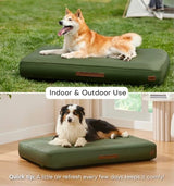 Made4Pets Inflatable Dog Bed Outdoor Waterproof – Self-Inflating Dog Camping Bed for Medium to Large Breeds, Heavy-Duty Oxford Fabric, Foldable Travel Pet Bed with Built-in Pump, Green, 44"x32"x4"