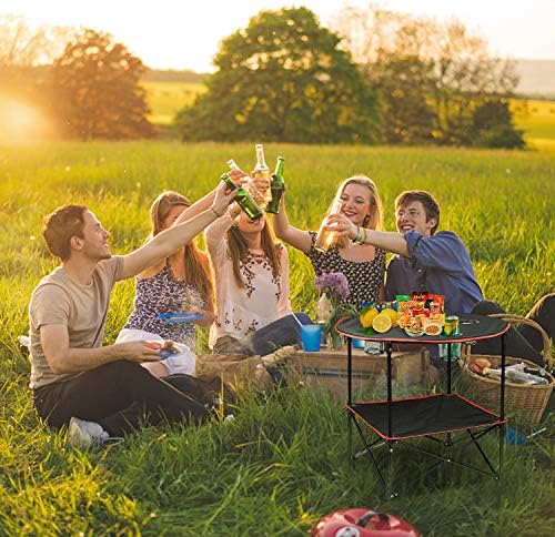 Camping Table Portable Folding Camping Side Table for Outdoor Picnic, Beach, Games, Camp, & Patio Tables Folding with 4 Cup Holders & Carry Case for Travel & Storage, Premium 600D Canvas& Steel Frame