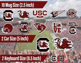 South Carolina Stickers (14 Piece) Gamecocks Gifts for Men Football Fans for Car Laptop Water Bottle + 2 Large USC Car Decals, 10 Water Bottle Size, 2 Keyboard Size