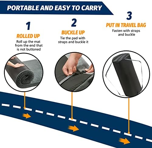 CYMULA Memory Foam Camping Mattress Pad, CertiPUR-US Sleeping Mat, Portable Roll Up Mattress for Adults, Camping Bed Pads for Sleepover, Car Bed with Travel Bag