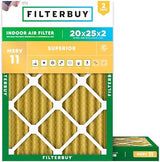Filterbuy 20x25x2 Air Filter MERV 11 Allergen Defense (2-Pack), Pleated HVAC AC Furnace Air Filters Replacement (Actual Size: 19.50 x 24.50 x 1.75 Inches)