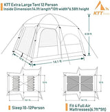 KTT Extra Large Tent 10-12-14 Person(Style-B),Family Cabin Tents,2 Rooms,3 Doors and 3 Windows with Mesh,Straight Wall,Waterproof,Double Layer,Big Tent for Outdoor,Picnic,Camping,Family Gathering