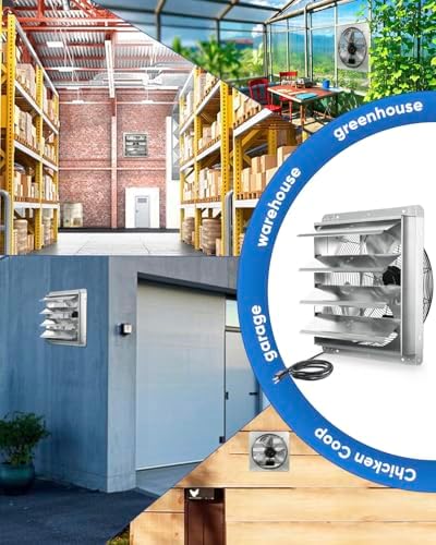 KEN BROWN 18 Inch Shutter Exhaust Fan, 2450CFM High Speed Wall Mounted Vent Fan with 1.65m Power Cord, Ideal for Garage, Attic, Greenhouse, Shed, Shop