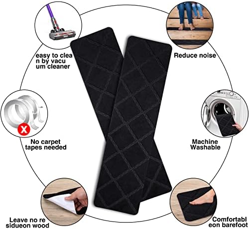 Stair Treads for Wooden Steps 15pcs - 8x30in Carpet Stairs Runner Indoor Non-Slip Stair Mats for Kids Elders and Pets