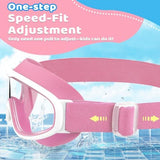 Vvinca Kids Goggles with Comfort Fabric Strap, Kids Swim Goggles Wide View Anti-Fog/UV No Leaking Swimming Goggles for 3-14