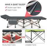 ATORPOK Camping Cot, Outdoor Folding Cot Bed with Pad and Pillow for Adults Heavy Duty Sleeping Cot with Carrying Bag, Portable Camp Cots for Camping Tent Travel Office (Blue)