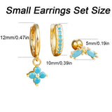 Small Gold Huggie Hoop Earrings Set for Women Turquoise Earrings 14K Gold Plated Cartilage Multiple Piercing Jewelry Hypoallergenic Sleeper (A- Turquoise Earrings Set)
