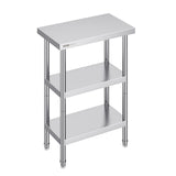 VEVOR Stainless Steel Food Prep Table, 14 x 24 x 34 Inch Commercial Food Prep Worktable Heavy Duty Prep Worktable, Metal Work Table with Adjustable Height for BBQ, Kitchen, Home, and Garage
