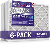 BNX TruFilter 16x20x1 Air Filter MERV 8 (6-Pack) - MADE IN USA – Dust & Pet Defense Electrostatic Pleated Air Conditioner HVAC AC Furnace Filters for Dust, Pet, Mold, Pollen MPR 600 – 700 & FPR 5