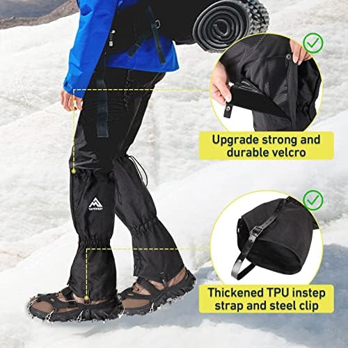 Gaiters for Hiking – Waterproof and Breathable Leg Gaiters for Women and Men Boots, Adjustable Lightweight Shoes Gaiters for Hunting, Hiking, Mountaineering, Snow Gaiters for Hiking Boots