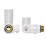 VANCOCO Glossy White 1/2"×15mm Corner Radiator Valve Round with Lockshield,Manual Radiator Valve Standard Connection for Heated Towel Rail and Central Heating Modern Bathroom