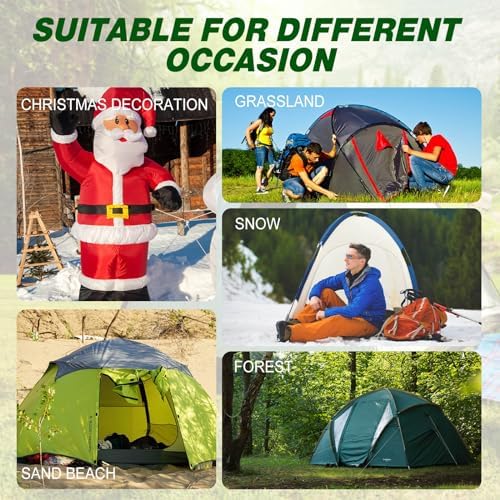 20 Pcs 8" Screw in Tent Stakes Heavy Duty Tent Stakes Drillable Ground Anchors Screw Metal Tent Pegs Threaded Tent Spikes with Head Driver for Swing Inflatable Decor (Illuminant White)