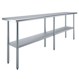 AmGood 18 in. x 96 in. Stainless Steel Work Table | Metal Kitchen Food Prep Table | NSF
