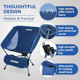 MARCHWAY Lightweight Folding Camping Chair, Stable Portable Compact for Outdoor Camp, Travel, Beach, Picnic, Festival, Hiking, Backpacking, Supports 330Lbs (Dark Blue)