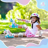 SULIFEEL Rainbow Unicorn 4 Size Adjustable Light up Roller Skates for Girls Boys for Kids