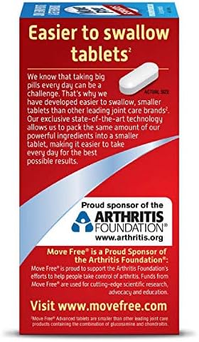 Move Free Advanced Plus MSM, 120 tablets - Joint Health Supplement with Glucosamine and Chondroitin (Pack of 12)