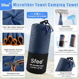 Sfee 2 Pack Microfiber Travel Towel, Quick Dry Large Beach Towel, Super Absorbent Compact Lightweight for Camping, Gym, Hiking, Pool, Backpacking, Bath, Yoga