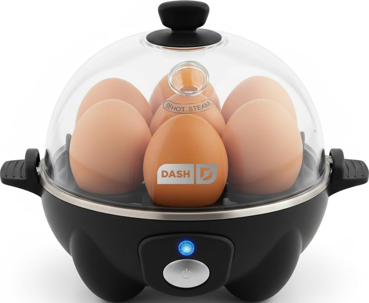 Dash Rapid Egg Cooker, 7 Eggs, Hard Boiled, Poached & Omelettes, Black | Electric Egg Poacher, Boiler, Steamer & Omelette Maker Machine, Soft or Poached Eggs for Breakfast, Auto Shut-Off, BPA-Free