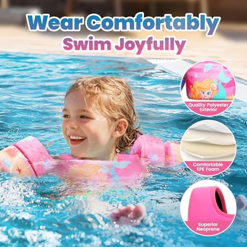 HeySplash Swim Vest for Kids, Toddler Pool Floaties Fit 20-50/70 Lbs, Children Swimming Vest with Adjustable Strap, Swim Jacket Water Wing Arm Float, Puddle Sea Beach Boat Jumper Boy Girl Baby
