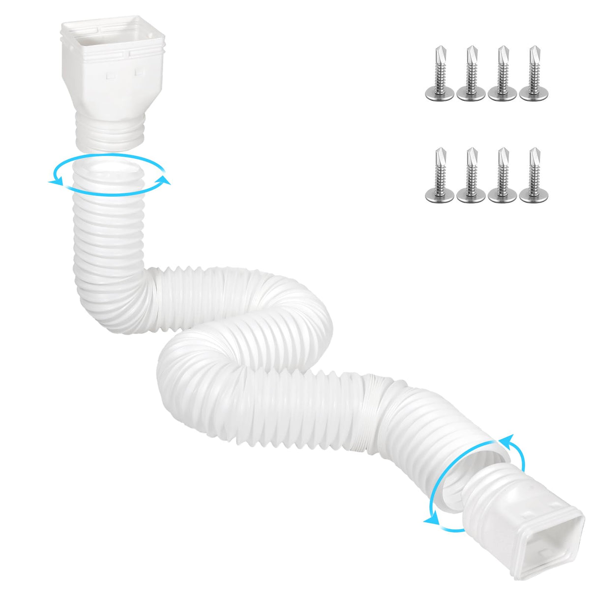 plusgutter 11.5ft Long Gutter Downspout Extensions Flexible, 4" Diameter Drain Downspout Extender, Down Spout Drain Extender for Rainwater Drainage, Extendable from 2.6ft to 11.5ft(White)