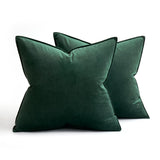 MIULEE Pack of 2 Christmas Decorative Velvet Throw Pillow Cover Soft Pillowcase Solid Square Eruo Sham Cushion Case for Winter Sofa Bedroom Car 24x24 Inch 60x60 Cm Army Green