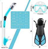 ZEEPORTE Mask Fin Snorkel Set, Travel Size Snorkeling Gear for Adults with Panoramic View Anti-Fog Mask, Trek Fins, Dry Top Snorkel and Gear Bag for Swimming Training, Snorkeling Kit Diving Packages