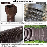 Brown 2-Pack Rain Gutter Downspout Extensions Flexible, Drain Downspout Extender,Down Spout Drain Extender, Gutter Connector Rainwater Drainage,Extendable from 21 to 68 Inches