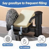 Soap Dispenser for Kitchen Sink, Built in Soap Dispenser Pump with Sponge Holder, Under Counter Black ABS Pump Head with 38" Extension Tube Kit, Good Suction Power (Black)