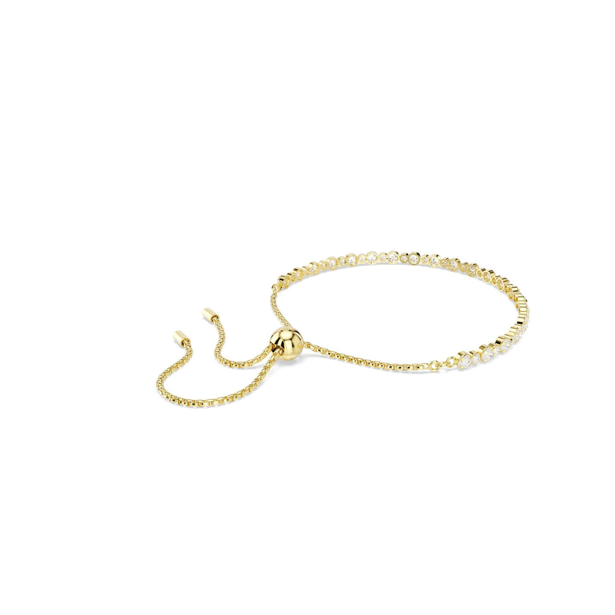 Swarovski Matrix Tennis bracelet, Round cut, White, Gold-tone plated
