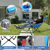 Reclining Camping Chair 4 Position with Foot Rest Comfortable for Adults 265Ibs Folding Lounger Mesh Beach Chair with Cooler Bag and Cup Holder for Outdoor Patio