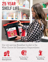 READYWISE - Breakfast Bucket, 120 Servings, Emergency, MRE Meal, Food Supply, Premade, Freeze Dried Survival Food for Hiking, Adventure & Camping Essentials, Individually Packaged, 25 Year Shelf Life