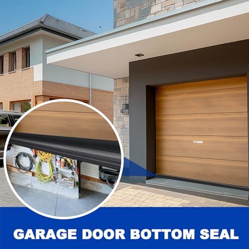 DGSL Garage Door Seals Bottom Rubber Weather Stripping Kit Seal Strip Replacement,Universal Weatherproof Threshold Buffering Sealing Rubber 5/16 Inch T Ends, 3 3/4 Inch Width (20 Ft, Black)