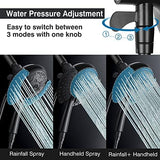 Shower Heads with Handheld Spray Combo: 7.2" Rain Shower Head & Handheld Shower Head 2-IN-1 Shower Head with 60" Hose (BLACK), Shower Trim Systems