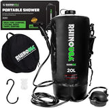 Rhino USA 5 Gal / 20L Portable Solar Camp Shower - Essential for Camping, Festivals, Overlanding, Beach Trips, Outdoor Shower and More!