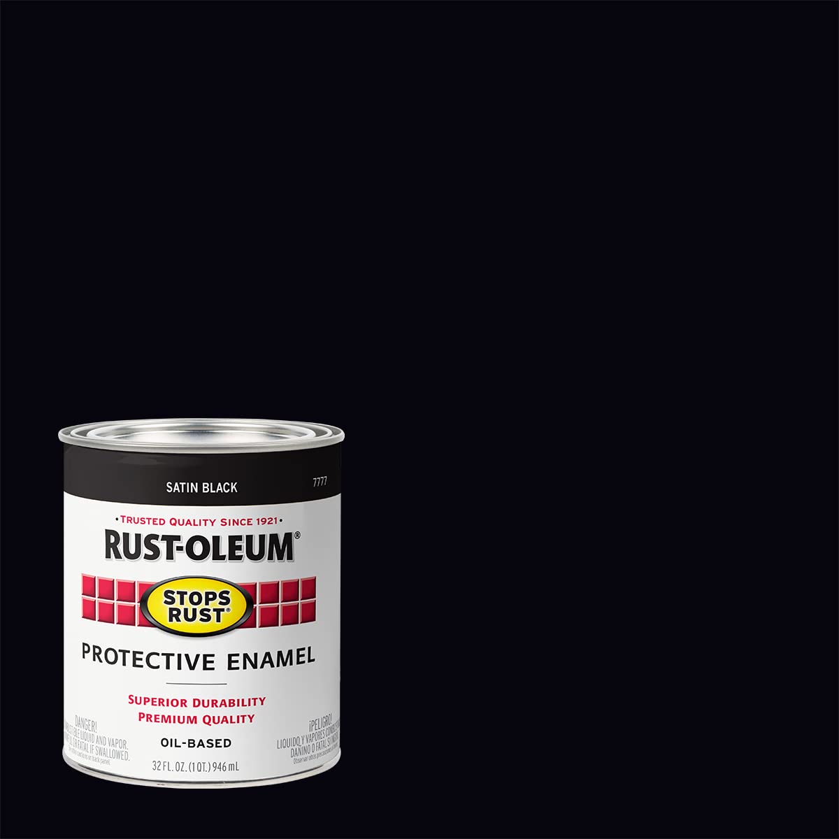 Rust-Oleum 7777502 Stops Rust Brush On Paint, Quart, Satin Black