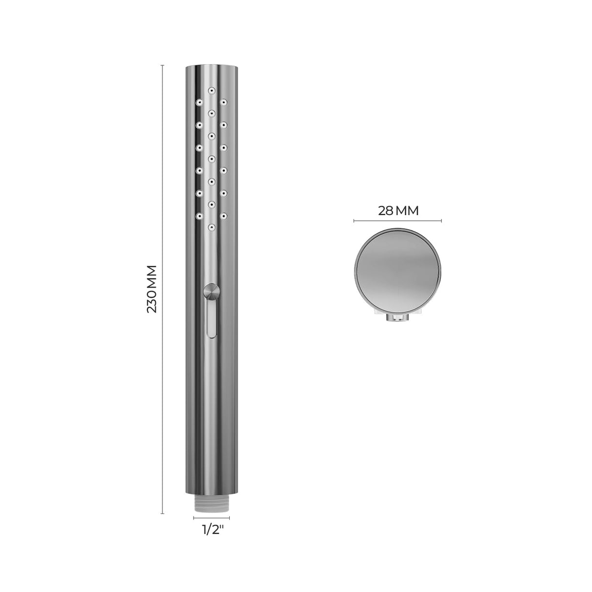 VANCOCO bar Hand Shower G1/2" with stepless Adjustment, Water-Saving Shower Head with Easy-to-Clean Silicone nozzles, Brass Shower Head