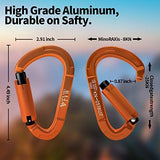 FVW Auto Locking Rock Climbing Carabiner Clips, UIAA Certified Professional 25KN (5620 lbs) Heavy Duty Caribeaners for Rappelling Swing Rescue & Gym etc,Large Carabiners,D-Shaped