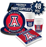 Arizona Wildcats Party Supplies 48 Piece Officially Licensed University Set: 16 oz. Plastic Beverage Cups, 9" Paper Plates, Luncheon Napkins, Complete Party Supplies for 16 Guests by Westrick