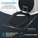 Sanilo Soft Close Toilet Seat ELONGATED, Quiet and Slow Close Lid and Seat, Strong Bumpers and Hinges, Black Wood