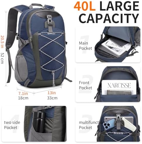 40L Hiking Backpack Lightweight Daypack Waterproof Travel Camping Backpack for Men Women Sport Packable