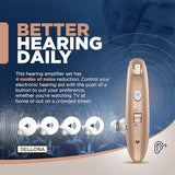 Dellona High-Performance Hearing Aids for Seniors Severe Hearing Loss, (Pair) Rechargeable Hearing Aids, Comfort Design Hearing Aid, Hearing Aids for Seniors Rechargeable with Noise Cancelling, PSAP Hearing Amplifier to Aid and Assist Hearing,(Beige)