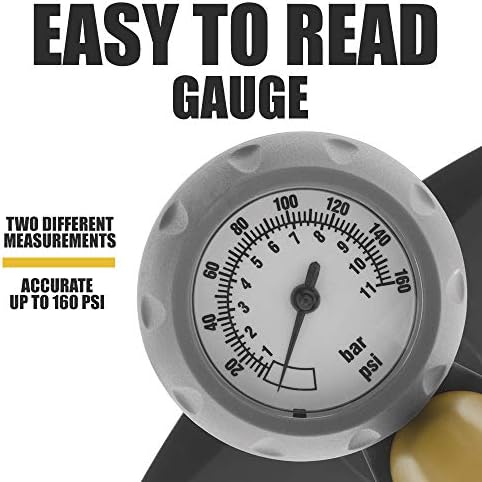 BV Bicycle Pump Durable Bike Floor Pump 17/24 inch Smart Valve Head, 160 psi, Automatically Reversible Presta and Schrader