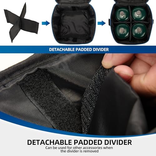 1 LB Propane Tank Storage Bag with Padding, Mini Propane Cylinder Carry Case to Hold 4 Pcs Small Gas Tank, Portable 16 OZ Gas Cylinder Holder with Strap, Bag Only
