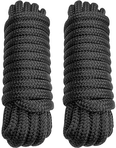 Dock Lines: 5/8" x 25' Double Braided Nylon - Premium Boat Ropes with 15" Loop - Marine Grade - Sturdy Dock Lines - 2 Pack