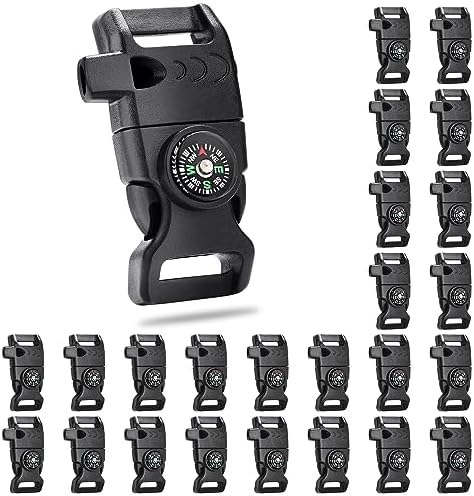 5/8 Inch Compass Flint Scraper Fire Starter Whistle Buckle Paracord Bracelet Outdoor Camping Emergency Survival Travel Kits