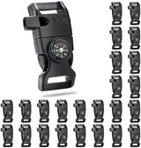 5/8 Inch Compass Flint Scraper Fire Starter Whistle Buckle Paracord Bracelet Outdoor Camping Emergency Survival Travel Kits